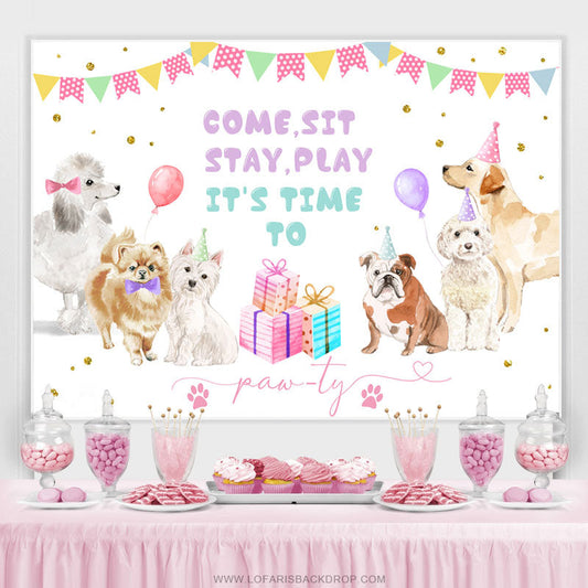 Lofaris Puppy Game Party Theme Happy Birthday Backdrop