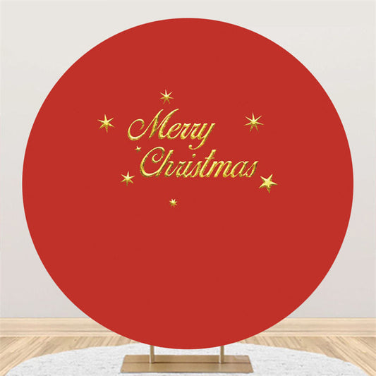 Lofaris Pure Red Theme Gold Merry Christmas Circle Backdrop