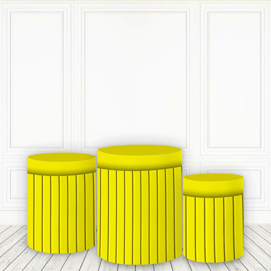 Lofaris Pure Yellow Stripes Cake Table Cover For Birthday Party Pillar