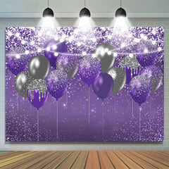 Lofaris Purple And Black Bokeh Glitter Balloons Birthday Backdrop