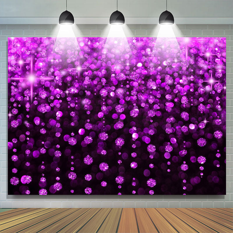 Lofaris Purple And Black Glitter Birthday Backdrop For Girl