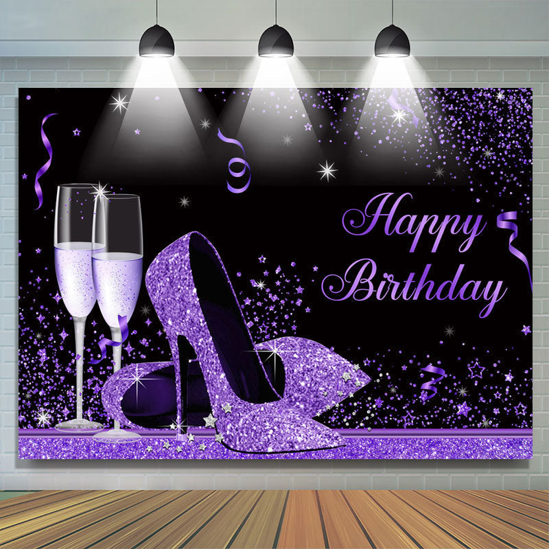 Lofaris Purple And Black Glitter High-Heel With Goblet Backdrop