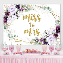 Lofaris Purple And Glitter Floral Miss To Ms Wedding Backdrop