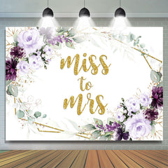 Lofaris Purple And Glitter Floral Miss To Ms Wedding Backdrop