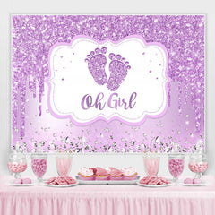 Lofaris Purple And Glitter Oh Girl Theme Baby Shower Backdrop