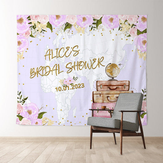 Lofaris Purple And Gold Flowers Traveling Miss To Ms Backdrop