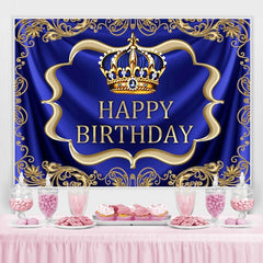 Lofaris Blue and gold royal crown birthday backdrop design