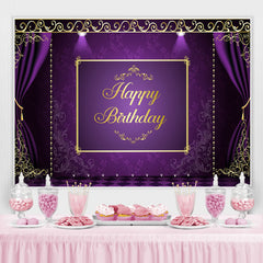 Lofaris Purple and Golden Lace Happy Birthday Party Backdrop