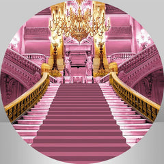 Lofaris Purple And Golden Stair Themed Birthday Circle Backdrop