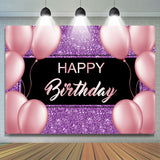 Load image into Gallery viewer, Lofaris Purple And Pink Glitter Balloon Happy Birthday Backdrop