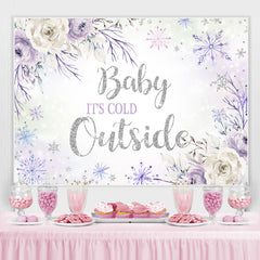Lofaris Purple and White Floral Snowflake Baby Shower Backdrop