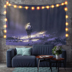Lofaris Purple Astronauts Back Funny Art Decor Wall Tapestry
