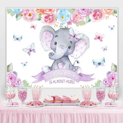 Lofaris purple baby elephant red florals shower backdrop