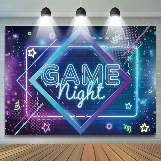 Lofaris Purple Blue Bokeh Game Night Happy Birthday Backdrop