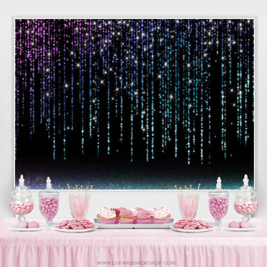 Lofaris Purple Blue Bokeh Glitter Black Birthday Party Backdrop