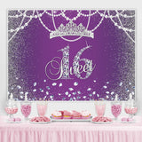 Load image into Gallery viewer, Lofaris Purple Bokeh Sweet 16 Birhtday Backdrop Princess Girl