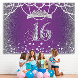 Load image into Gallery viewer, Lofaris Purple Bokeh Sweet 16 Birhtday Backdrop Princess Girl