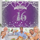 Load image into Gallery viewer, Lofaris Purple Bokeh Sweet 16 Birhtday Backdrop Princess Girl