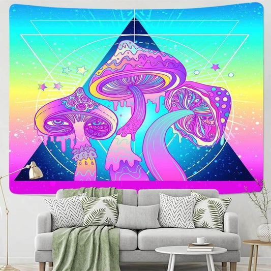 Lofaris Purple Cartoon Mushroom Novelty Abstract Wall Tapestry