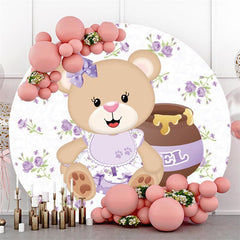 Lofaris Purple Circle Sweet Teddy Bear Baby Shower Backdrop