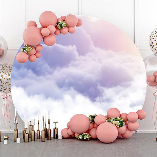 Lofaris Purple Cloudy Round Baby Shower Backdrop Decoration