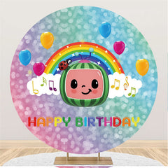 Lofaris Purple Cyan Bokeh Round Rainbow Balloons Birthday Backdrop