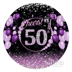 Lofaris Purple Diamond Cheers To 50Th Circle Birthday Backdrop