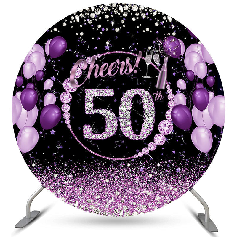 Lofaris Purple Diamond Cheers To 50Th Circle Birthday Backdrop