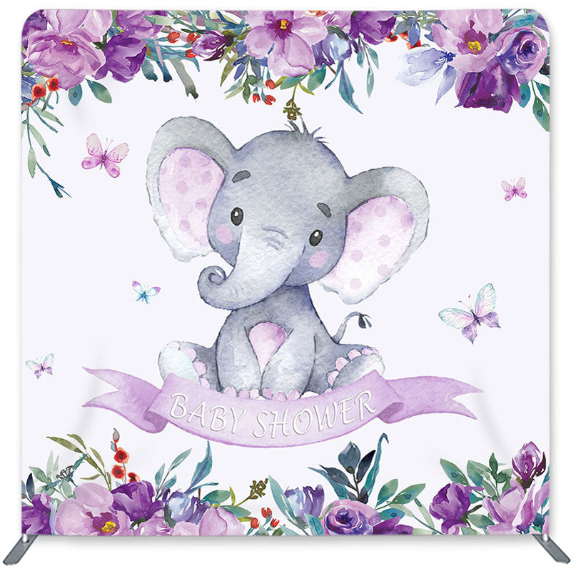 Lofaris Purple Elephant Double-Sided Backdrop for Baby Shower