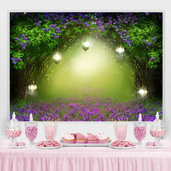 Lofaris Purple Floral And Trees With Dense Baby Shower Backdrop