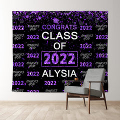 Lofaris Purple Glitter Congrsts Class Of 2022 Black Backdrops