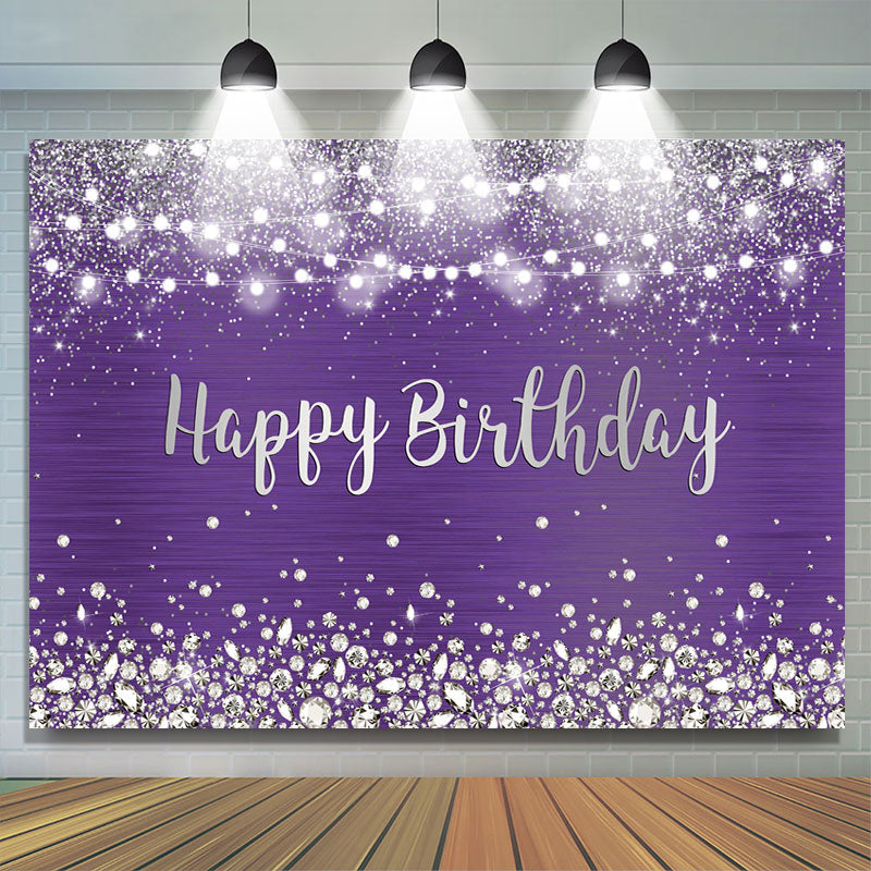 Purple Glitter Light Diamonds Happy Birthday Backdrop for Women – Lofaris