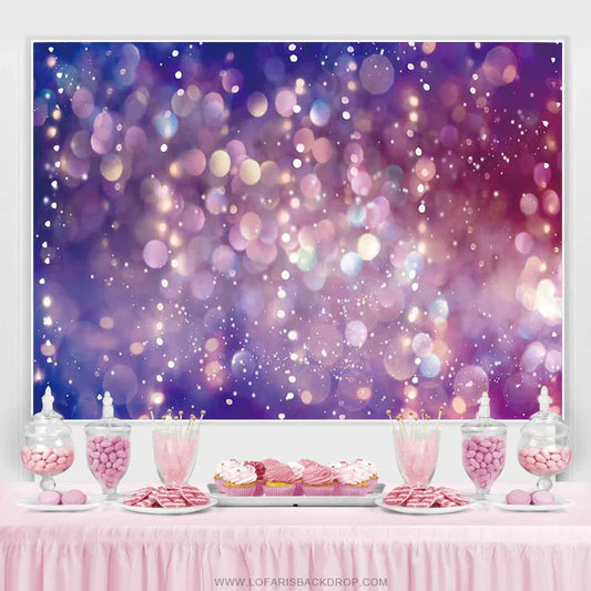 Lofaris Purple Light Dreamy Glitter Girl Birthday Backdrop
