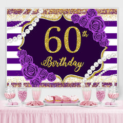 Lofaris Purple Line Rose Gold Glitter 60th Birthday Backdrop