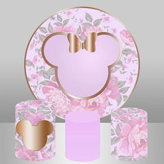 Lofaris Purple Mickey And Flower Circle Birthday Backdrop Kit