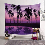 Load image into Gallery viewer, Lofaris Purple Night Coconut Tree Beach Holiday Wall Tapestry