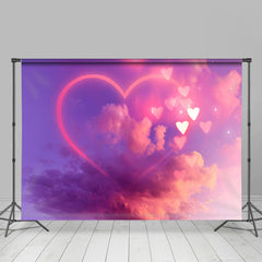 Lofaris Purple Pink Glitter Heart Sky Valentines Day Decor