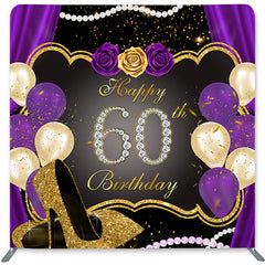 Lofaris Purple Rose 60th Double-Sided Backdrop for Birthday