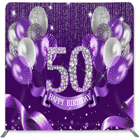 Lofaris Purple Silver Diamonds Double-Sided Backdrop for Birthday