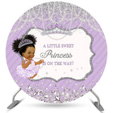 Load image into Gallery viewer, Lofaris Purple Silver Glitter Princess Round Baby Shower Backdrop