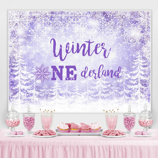 Lofaris Purple Snowflake Winter One Derland Backdrop For Girl