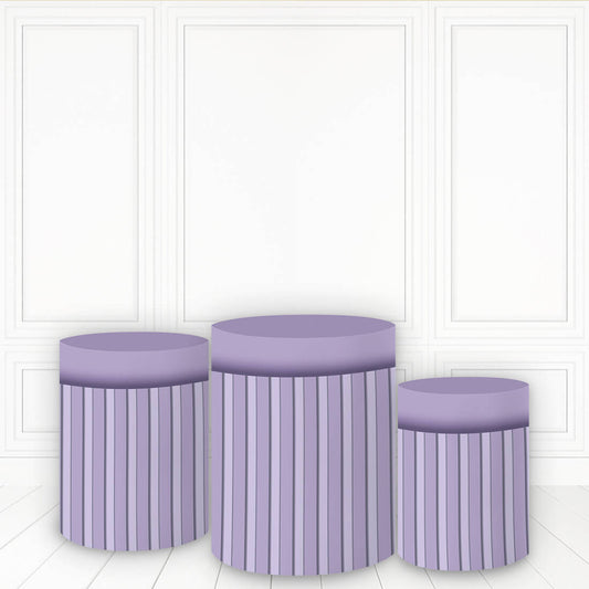 Lofaris Purple Stripe Cylinder Cover Printed Fabric Pillar Wrap