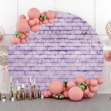 Load image into Gallery viewer, Lofaris Purple Wave Brick Wall Happy Birthday Round Backdrop