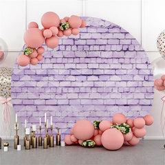 Lofaris Purple Wave Brick Wall Happy Birthday Round Backdrop