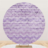 Load image into Gallery viewer, Lofaris Purple Wave Brick Wall Happy Birthday Round Backdrop