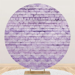 Lofaris Purple Wave Brick Wall Happy Birthday Round Backdrop