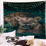 Load image into Gallery viewer, Lofaris Quiet Leopard Animal 3D Printed Lake Wall Tapestry