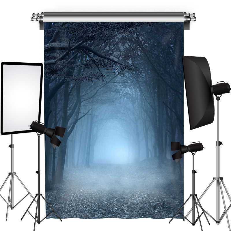 Lofaris Quiet Velly And Foggy Forest Scary Halloween Backdrop