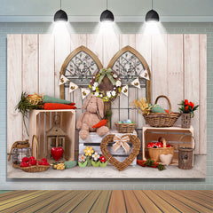Lofaris Rabbit And Carrot With Wooden Backdrop For Decoration