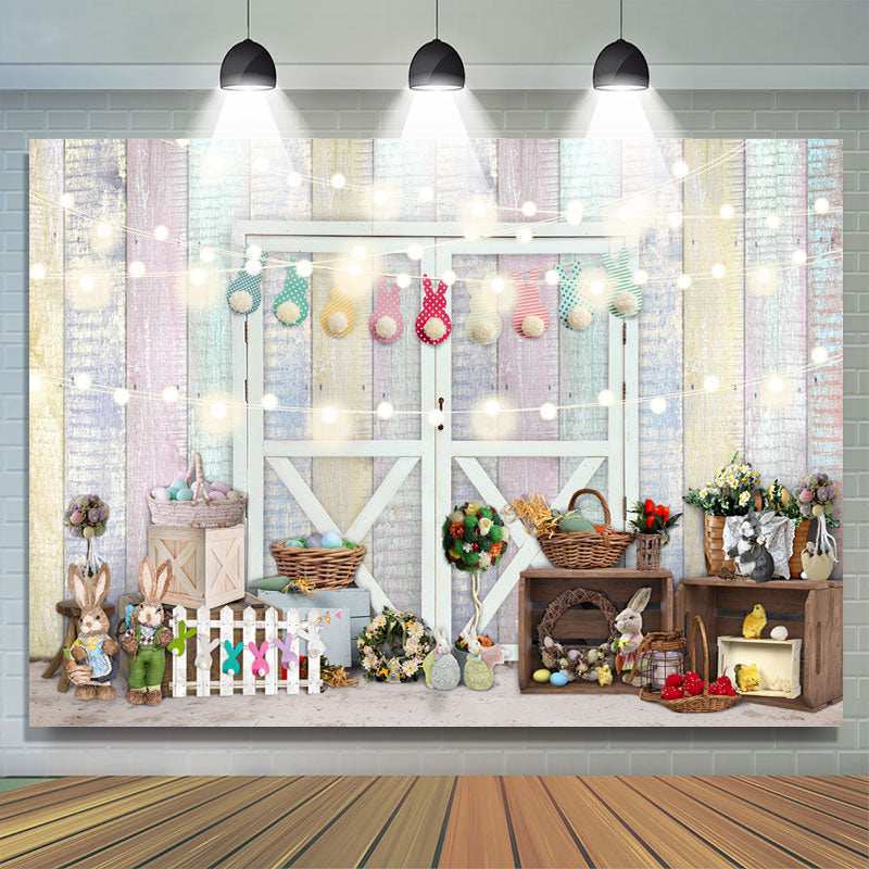Lofaris Rabbit And White Light With Wooden Decoration Backdrop